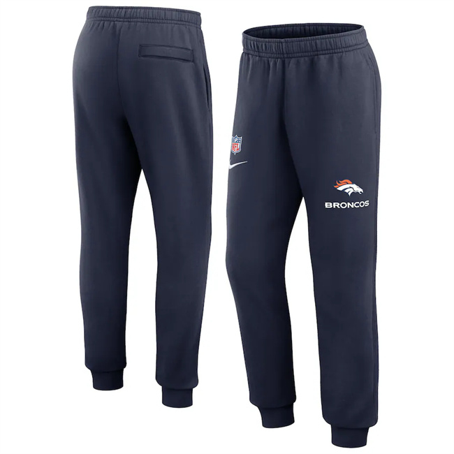 Men's Denver Broncos Navy Chop Block Fleece Sweatpants